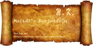 Maltár Koriolán névjegykártya